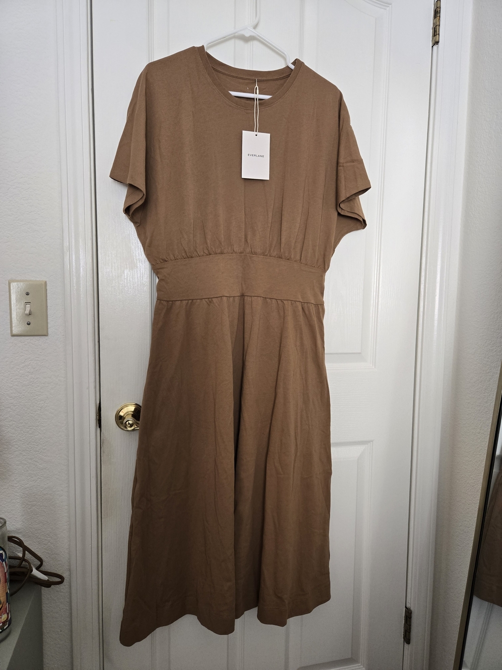Everlane Camel Midi Dress with Defined Waist